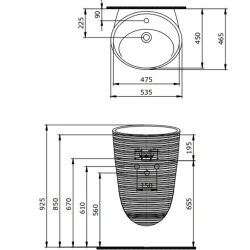 Bocchi Strata 54 Cm Parlak Beyaz Monoblok Lavabo Hemen Al