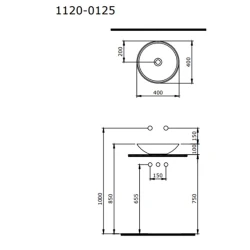 Bocchi Venezia 40 Cm Parlak Beyaz Çanak Lavabo