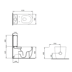 Bocchi Venezia Rimless Mat Gri Duvara Dayalı Gizli Taharet Girişli Takım Klozet