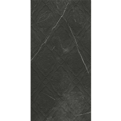 Çanakkale Seramik Rp-5436R Sandra Siyah Damask Dekor Rektifiyelit 40x80 R