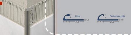 Çeyrek Daire Seramik Profil Alüminyum Parlak Gümüş Eloksallı (8 Mm) 2.5 M K34743008025