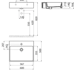 Creavit Next 60 Cm Kare Tezgahüstü Lavabo