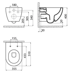 Creavit Rim-Off Taharet Musluk Entegreli Asma Klozet - FE322-34CB00E-0001 Hemen Al
