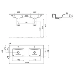 Creavit Su 121 Cm Çiftli Etajerli Lavabo