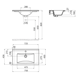 Creavit Su 75 Cm Etajerli Lavabo