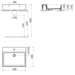 Creavit Volga 50x60 Cm Kare Tezgahüstü Lavabo