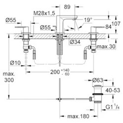 Grohe Eurosmart Cosmopolitan 3 Delikli Lavabo Bataryası 1-2 - 20187000