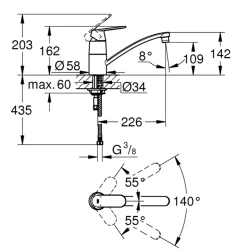 Eurosmart Eurosmart Cosmopolitan Tek Kumandalı Eviye Bataryası -32842000