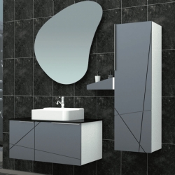 Evros Beyaz Bella 80 Cm Banyo Dolabı + Ayna