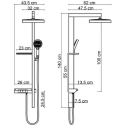 Fontana FJ-1157 Mat Füme Duş Kolonu