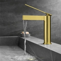 Fontana FJ-6012 Mat Fırçalanmış Altın Lavabo Bataryası Hemen Al