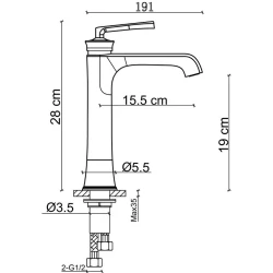 Fontana FK-3026 Mat Antik Yüksek Lavabo Bataryası