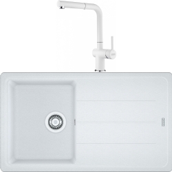 Franke Basis Bfg 611-86 Granit Eviye + Active Plus Doccia Armatür (Bianco)
