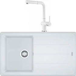 Franke Basis Bfg 611-86 Granit Eviye + Active Plus Doccia Armatür (Bianco)