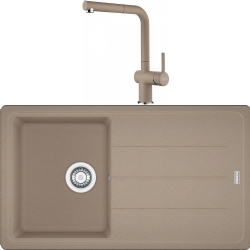Franke Basis Bfg 611-86 Granit Eviye + Active Plus Doccia Armatür (Oyster)