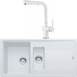 Franke Basis Bfg 651-97 1,5 Gözlü Granit Evye + Active Plus Doccia 2.0 Armatür (Bianco)