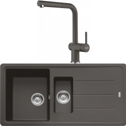Franke Basis Bfg 651-97 1,5 Gözlü Granit Evye + Active Plus Doccia 2.0 Armatür (Slate Grey)
