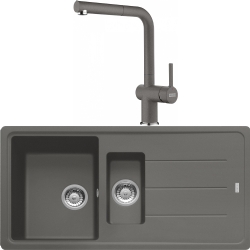 Franke Basis Bfg 651-97 1,5 Gözlü Granit Evye + Active Plus Doccia 2.0 Armatür (Stone Grey)