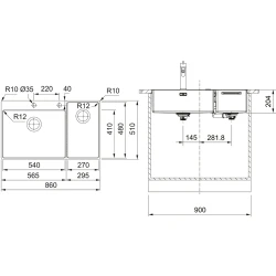 Franke Box Center BWX 220-54-27 Paslanmaz Çelik Evye