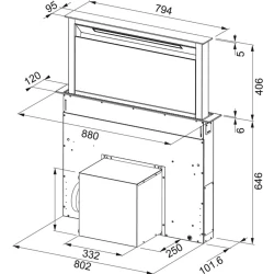 Franke FDW 908 IB XS Siyah Cam-Inox 90 Cm Tezgahaltı Davlumbaz