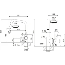 Franke Lina U Doccia Spiralli Eviye Armatürü