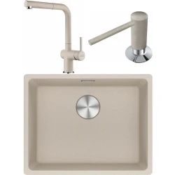 Franke Maris MRG 210/110-52 Granit Evye + Active Plus Doccia 2.0 Spiralli Armatür + Sıvı Sabunluk (Sahara) Hemen Al