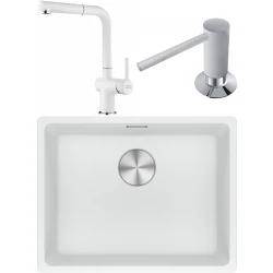 Franke Maris MRG 210/110-52 Granit Evye + Active Plus Doccia Spiralli Armatür + Sıvı Sabunluk (Bianco)