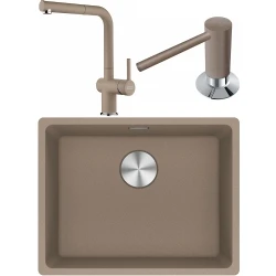 Franke Maris MRG 210/110-52 Granit Evye + Active Plus Doccia Spiralli Armatür + Sıvı Sabunluk (Oyster) Hemen Al