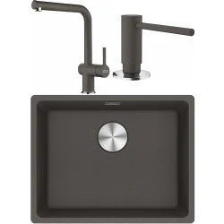 Franke Maris MRG 210/110-52 Granit Evye + Active Plus Doccia Spiralli Armatür + Sıvı Sabunluk (Stone Grey)