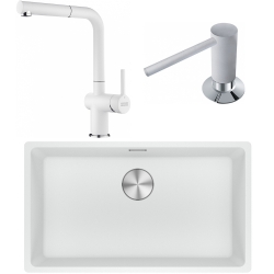 Franke Maris MRG 210/110-72 Granit Evye + Active Plus Doccia Spiralli Armatür + Sıvı Sabunluk (Bianco)