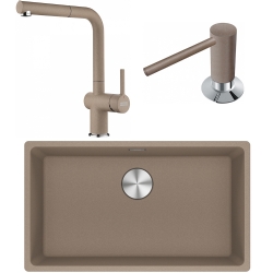 Franke Maris MRG 210/110-72 Granit Evye + Active Plus Doccia Spiralli Armatür + Sıvı Sabunluk (Oyster)