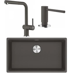 Franke Maris MRG 210/110-72 Granit Evye + Active Plus Doccia Spiralli Armatür + Sıvı Sabunluk (Slate Grey) Hemen Al