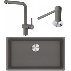 Franke Maris MRG 210/110-72 Granit Evye + Active Plus Doccia Spiralli Armatür + Sıvı Sabunluk (Stone Grey)