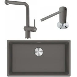 Franke Maris MRG 210/110-72 Granit Evye + Active Plus Doccia Spiralli Armatür + Sıvı Sabunluk (Stone Grey) Hemen Al
