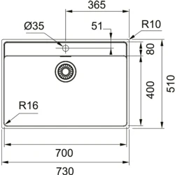 Franke Maris Mrx 210-70 Tek Gözlü Damlalıksız Çelik Evye