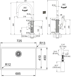 Franke Mythos Masterpiece BXM 210/110-68 Eviye + Mythos Masterpiece Spiralli Armatür + Active Sıvı Sabunluk (Altın)
