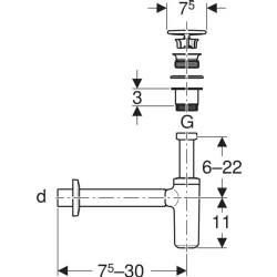 Geberit ONE Beyaz-Krom Lavabo Sifonu  - 151.019.01.1