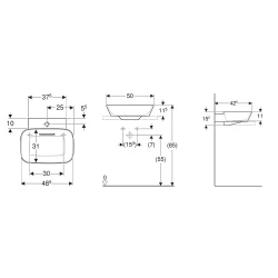 Geberit ONE CleanDrain 50x49 Cm Çanak Lavabo  - 505.050.00.1