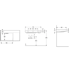 Geberit ONE CleanDrain 90x48 Cm Sağ Etajerli Lavabo - 505.042.00.1