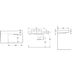 Geberit ONE CleanDrain 90x48 Cm Sol Etajerli Lavabo - 505.044.00.1