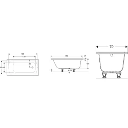 Geberit Perfect 140x70 Ayaklı Dikdörtgen Küvet - 554.070.01.1