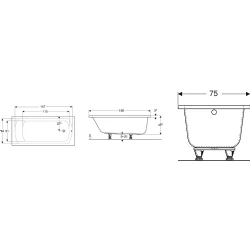 Geberit Perfect 160x75 Ayaklı Dikdörtgen Küvet - 554.072.01.1