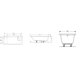 Geberit Perfect 170x75 Ayaklı Dikdörtgen Küvet - 554.073.01.1