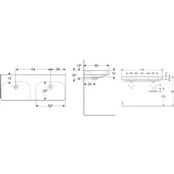 Geberit Smyle Square Çift Hazneli 120x48 Lavabo - 500.224.01.1