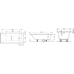 Geberit Supero 160x70 Ayaklı Dikdörtgen Küvet - 554.101.01.1
