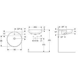 Geberit VariForm 50 Cm Yuvarlak Yarım Tezgah Lavabo - 116.227.JK.1