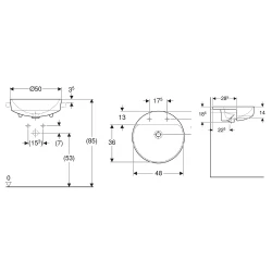 Geberit VariForm 50 Cm Yuvarlak Yarım Tezgah Lavabo - 500.783.01.2