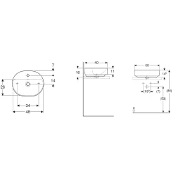 Geberit VariForm 50x40 Cm Batarya Banklı Eliptik Lavabo - 500.775.01.2