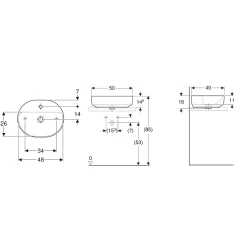 Geberit VariForm 50x40 Cm Batarya Banklı Eliptik Lavabo - 500.776.01.2