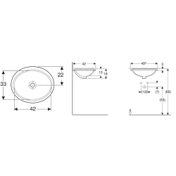 Geberit VariForm 50x42 Cm Oval Tezgah Üstü Lavabo - 500.750.01.2